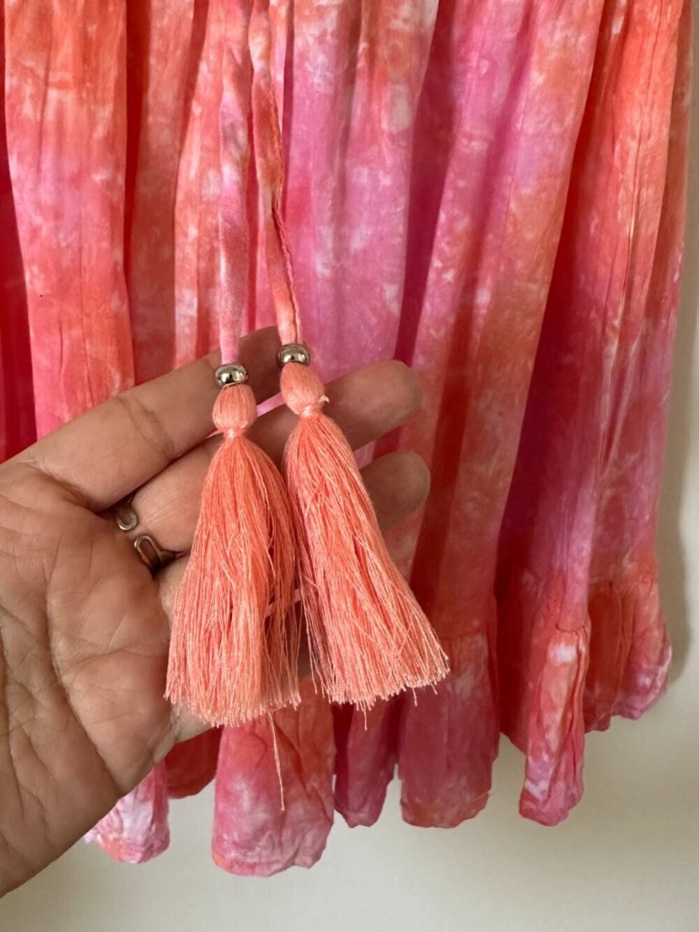 Tiare Hawaii Pink Tie Dye Two Piece Set Crop Top Skirt O/S NWT Partial Tags - Picture 9 of 11